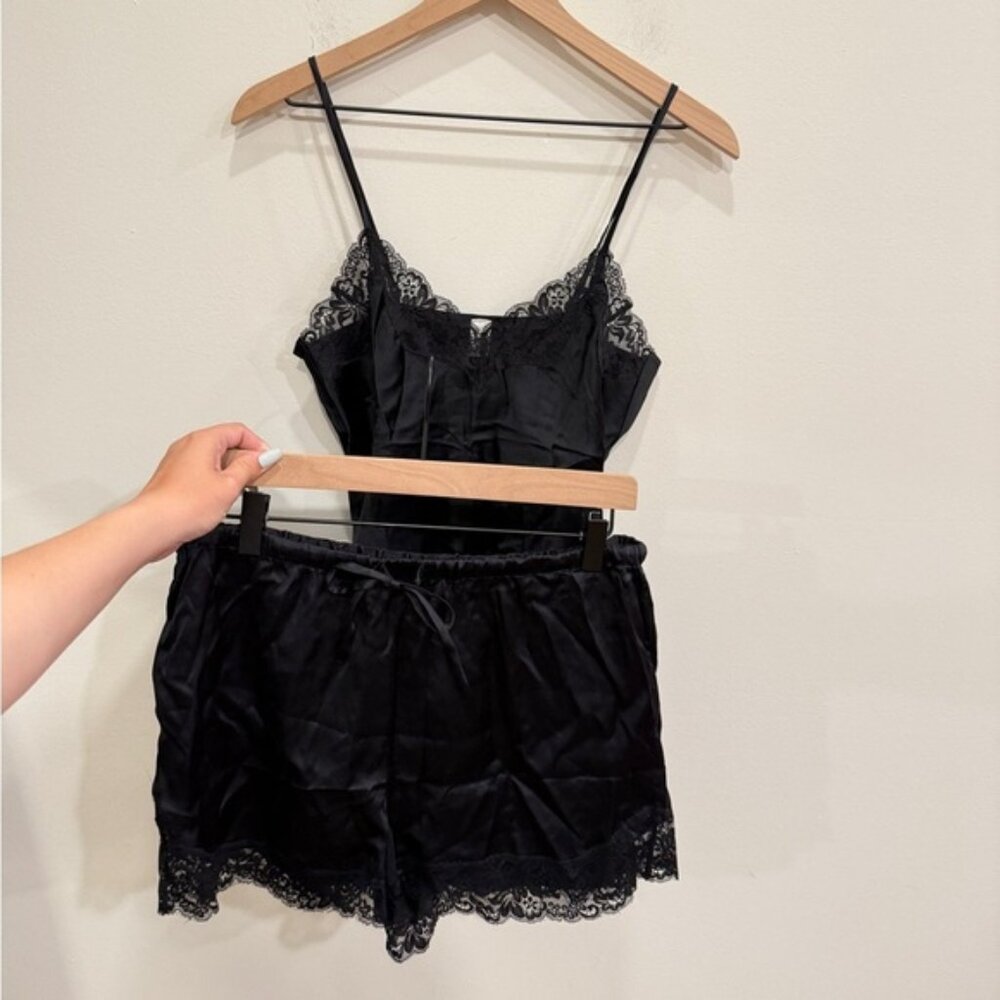 GAP Black Lace Trim Sleepwear Set